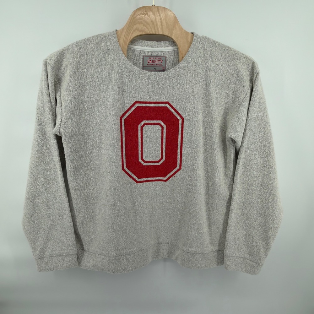 Ohio State Varsity Sweatshirt Womens XL Gray Red Embroidered Logo NCAA OSU